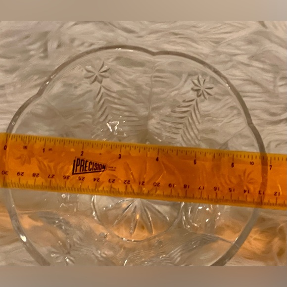 Lead Crystal Holiday Ice Bucket Bowl Winter Evergreen Tree  Stars Etched Czech - Picture 7 of 11